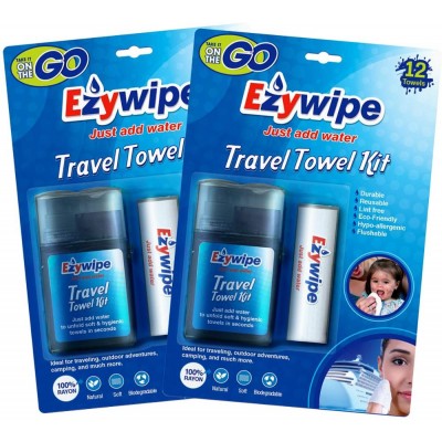 Ezywipe travel pack compressed cleansing towel -- small towel -- tube number 4 W/water sprayer (2 units) low allergen portable